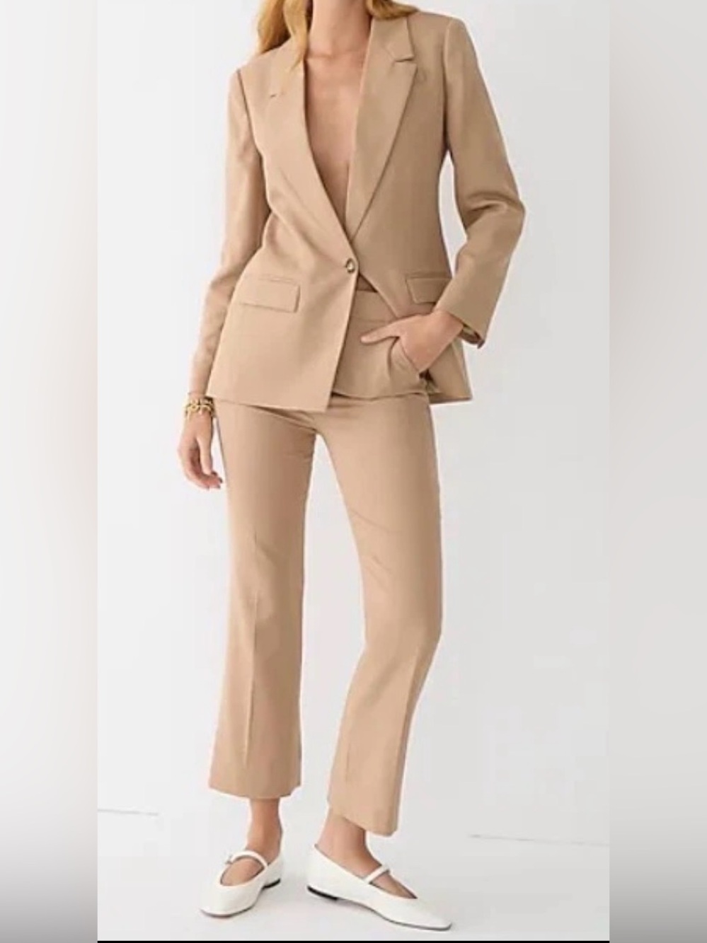 J.Crew Willa Italian Wool Cropped Flare Pants Camel Blush 12 NWT